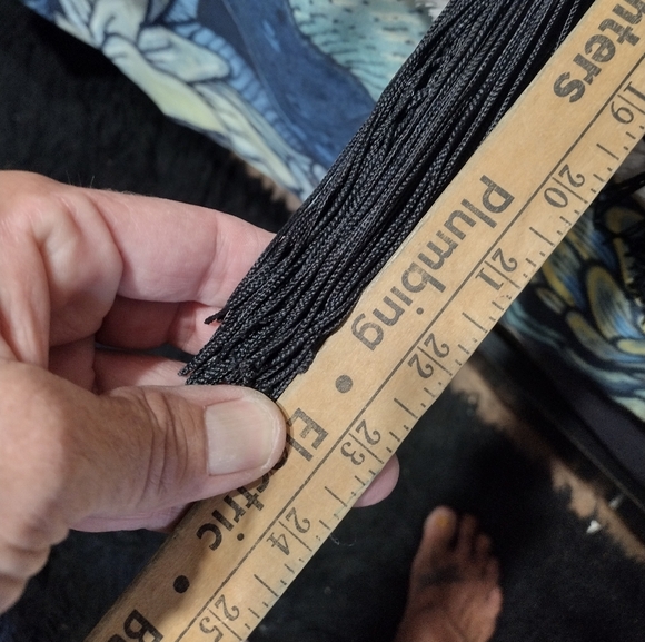 VINTAGE Black Fringe Skirt 90 S_Contempo Casuals SZ Large Stretch/ See Pics Rare - Picture 9 of 14